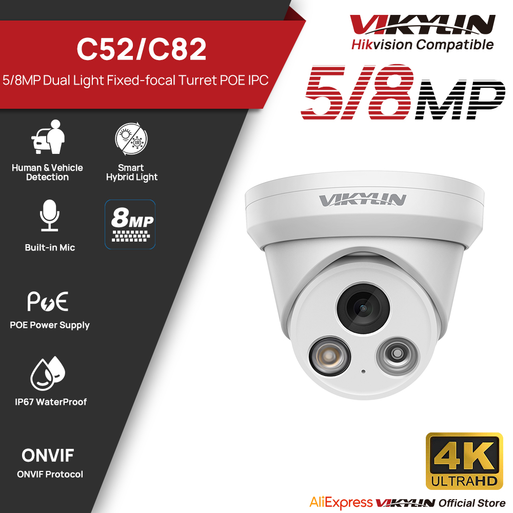 Home Security Lights Outdoors - VIKYLIN 5/8MP 4K IP Kamera Çift