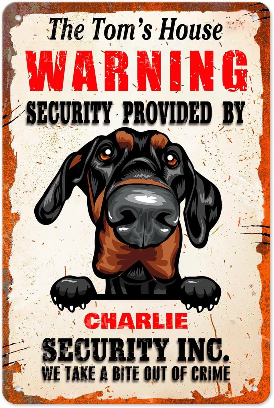 Home Security Providers - Kişiselleştirilmiş Komik Uyarı Güvenlik Doberman Pinscher