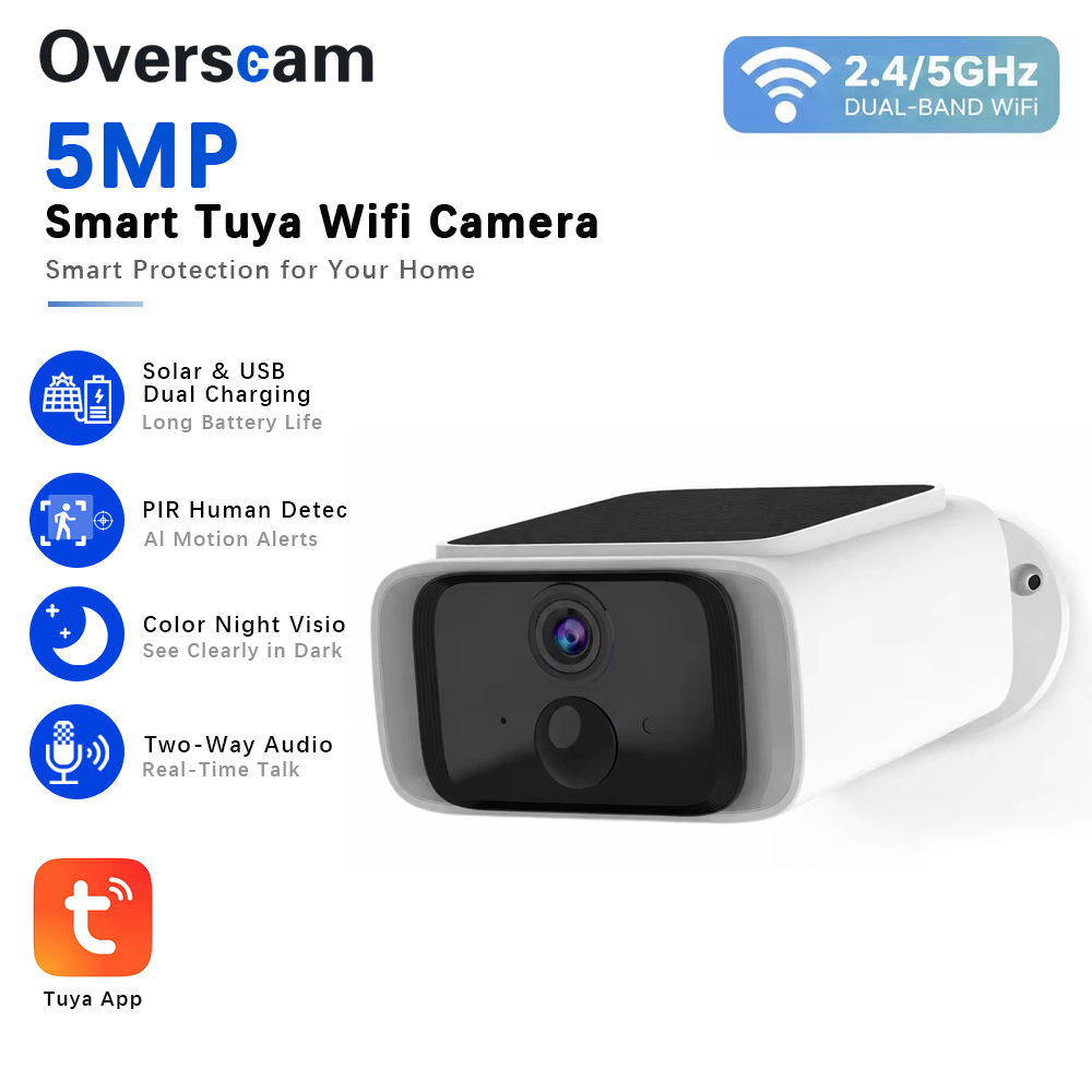 Home Security Camera Installation - Tuya 5MP Güneş Enerjili Güvenlik Kamerası
