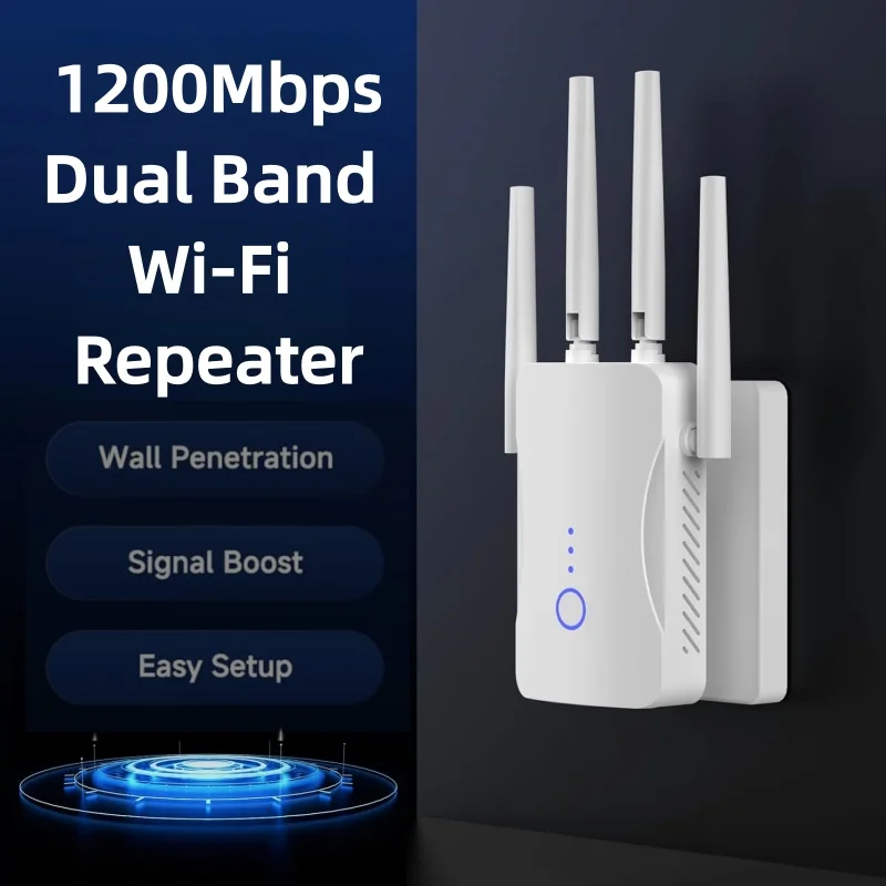 Home Security Network - 2.4G/5GHz Çift Bantlı WiFi Tekrarlayıcı 1200Mbps