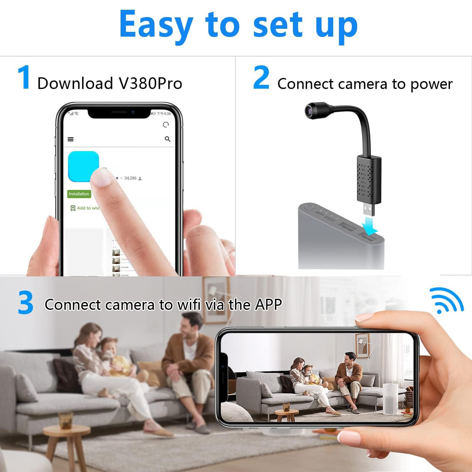 USB Mini WiFi kablosuz kamera  - Home Security Monitoring System incelemesi ve fiyatı