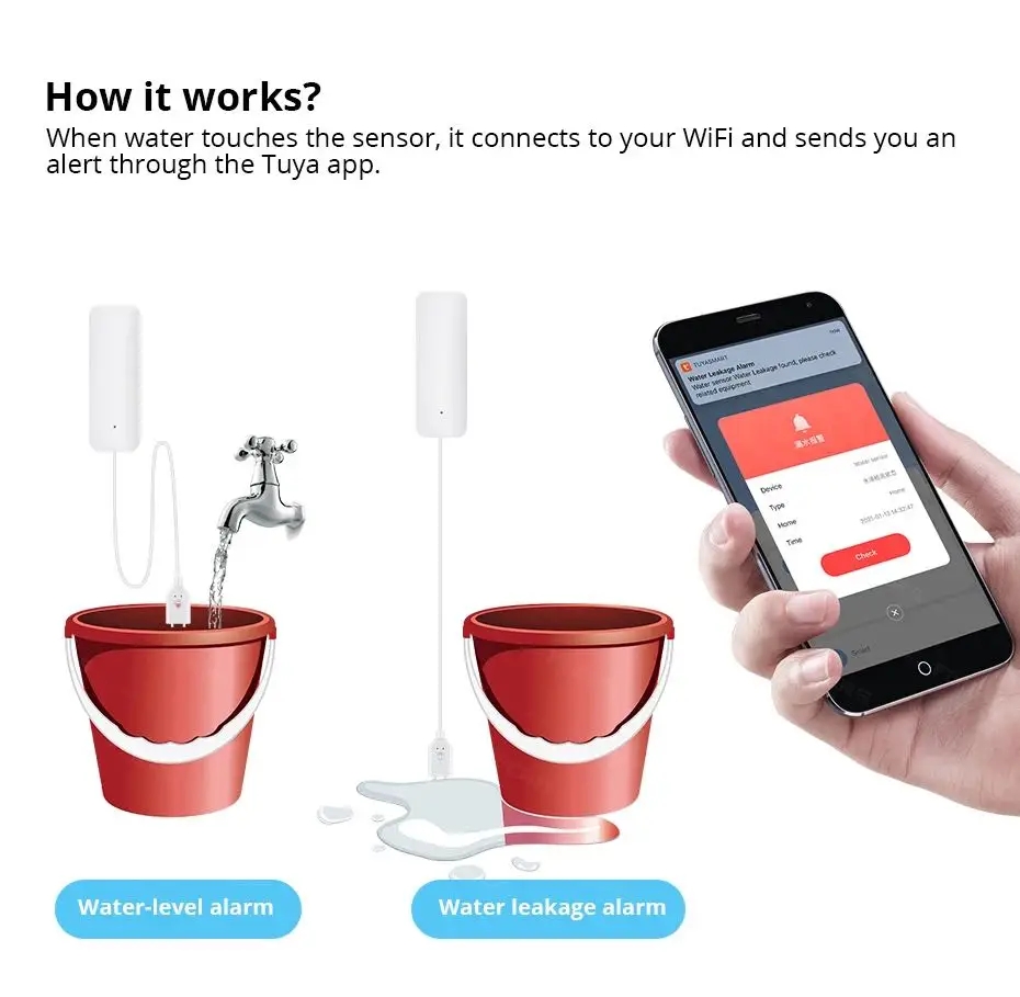 Tuya WiFi akıllı su kaçak sens - Home Security Network incelemesi ve fiyatı