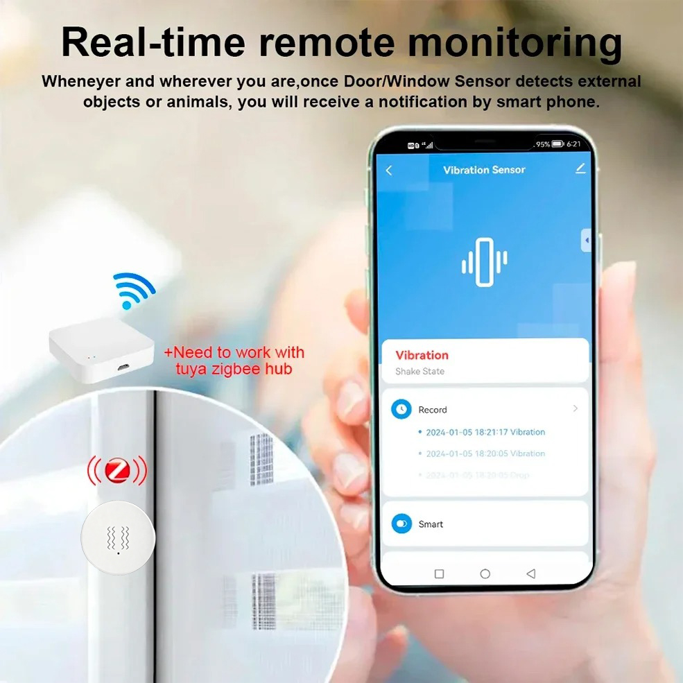 Tuya ZigBee Akıllı Titreşim ve - Home Security Monitoring System incelemesi ve fiyatı